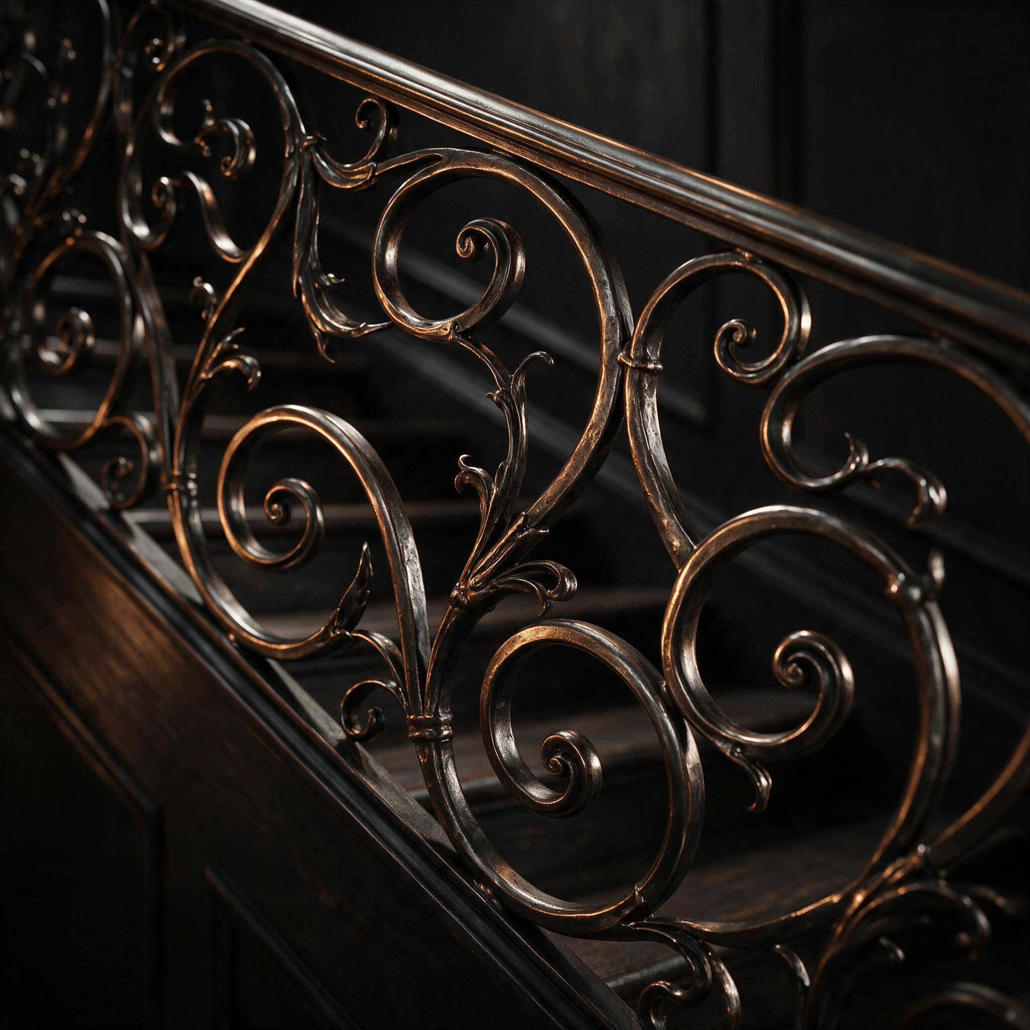 Detal eleganckiej kutej balustrady